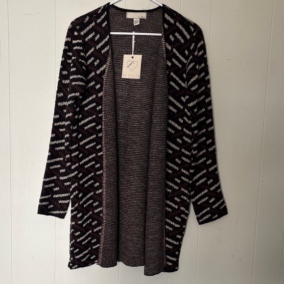 By Design Sweaters - Patterned Open-Front Cardigan